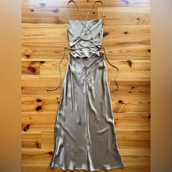 BEC + BRIDGE Gold Silk Backless Midi Slip Dress 0 2 XS - Picture 5 of 6